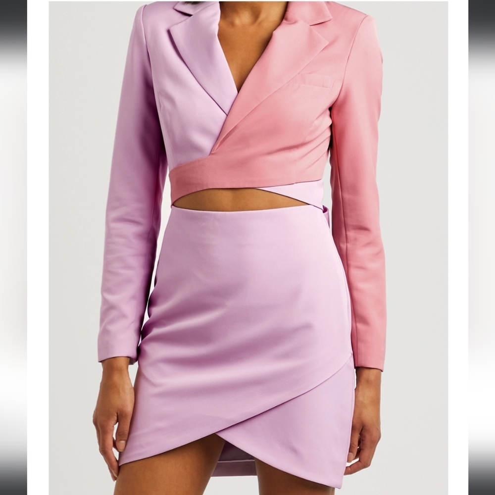 Lavish Alice Color Block Blazer Wrap Dress